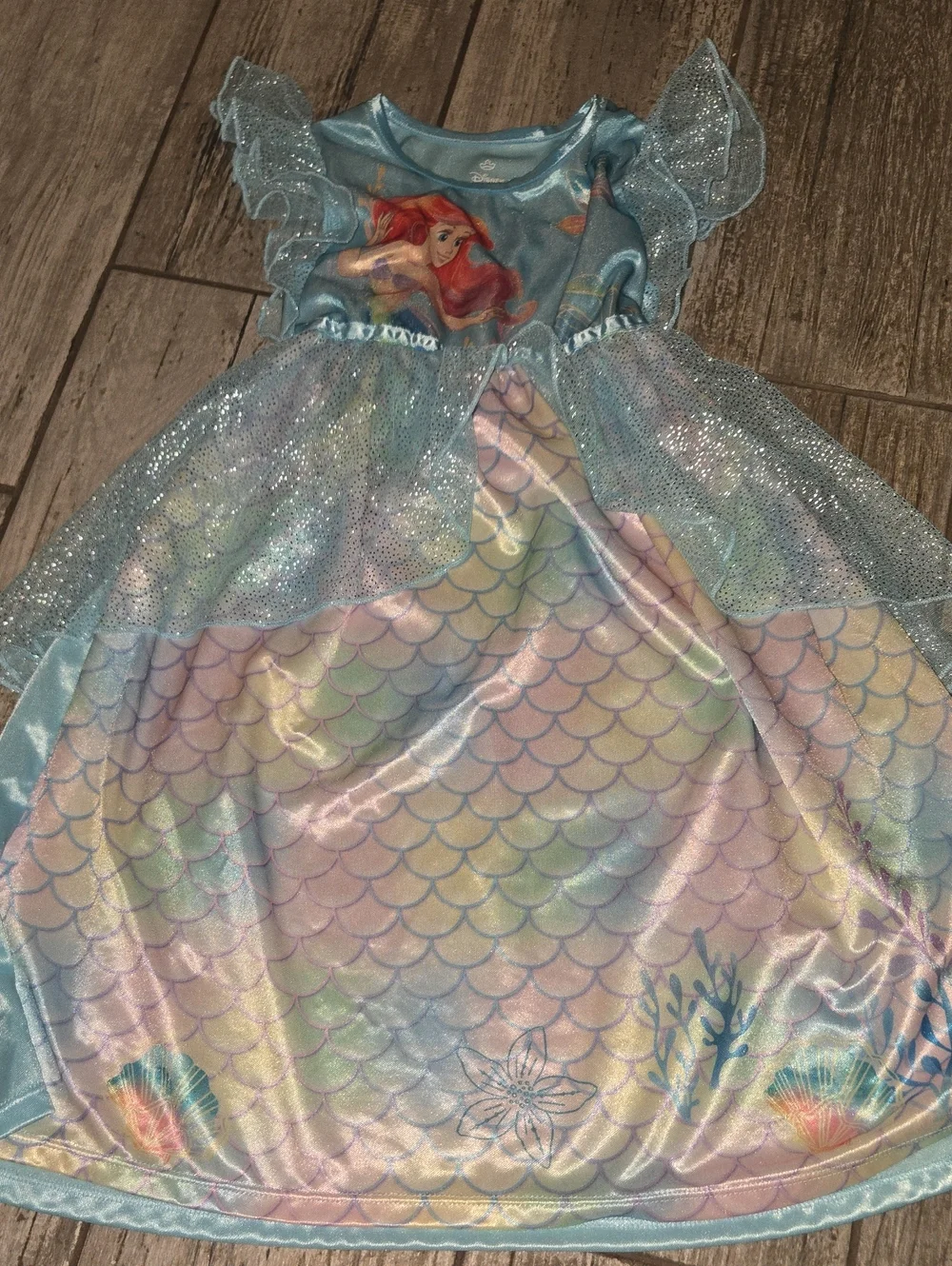 Disney Ariel Pastel Blue Iridescent Mermaid Dress Costume